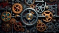 A collection of mechanical gears and cogs artfully arranged to symbolize business synergies Royalty Free Stock Photo