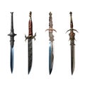 collection of medieval fantasy daggers, swords, knifes. dagger, sword, knife. fantasy elf dagger.