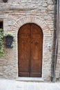 Medieval style wooden door, photographed in Italy