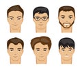 Collection of men with different hairstyles. vector Illustration