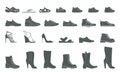 Collection Men`s, Women`s and children`s footwear Royalty Free Stock Photo