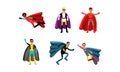 Collection Of Men In Superheroe Costumes Vector Illustrations