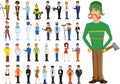 Collection of men and women people workers of various different occupations or profession wearing professional uniform Royalty Free Stock Photo