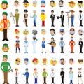 Collection of men and women people workers of various different occupations or profession wearing professional uniform Royalty Free Stock Photo