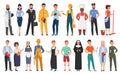 Collection of men and women people workers of various different occupations or profession wearing professional uniform Royalty Free Stock Photo