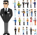 Collection of men and women people workers of various different occupations or profession wearing professional uniform Royalty Free Stock Photo