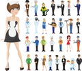 Collection of men and women people workers of various different occupations or profession wearing professional uniform Royalty Free Stock Photo