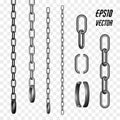 Set of metal chain links isolated. Vector illustration Royalty Free Stock Photo
