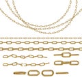 Collection of metal chains color gold