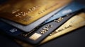 The collection of metallic credit cards showcasing modern payment methods..AI generated image Royalty Free Stock Photo