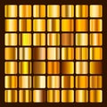 Collection metallic and golden gradient illustration. Set gold gradients. Golden squares collection. Golden background