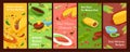 Collection of Mexican food banner vector flat illustration vertical placard with traditional food