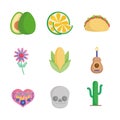 Collection mexican food culture traditonal icons