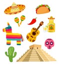 Collection of Mexican symbols. Vector illustration.