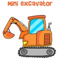Collection of mini excavator cartoon