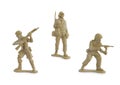 Collection of miniature toy soldiers with guns isolated on white background with clipping path. Royalty Free Stock Photo