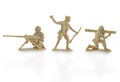 Collection of miniature toy soldiers with guns  on white background with clipping path. Royalty Free Stock Photo