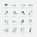 A collection of minimalist, AI-generated interface icons on a light gray background. Royalty Free Stock Photo