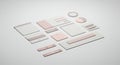 Collection of minimalist, AI-generated user interface elements in soft pastel tones of Royalty Free Stock Photo