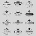 Collection minimalist bakery vintage logo decorative design with place for text vector illustration Royalty Free Stock Photo