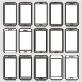 Collection of minimalist smartphone mockup designs in rows Royalty Free Stock Photo