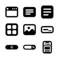 Minimalist Solid Style UI Interface Basic Elements Symbol Glyph Icon Set Royalty Free Stock Photo