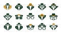 Gentleman Detective and Spy Icons Set Royalty Free Stock Photo