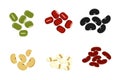 Collection of mix bean  red kidney, green mung, black bean, soy beans, and millet Royalty Free Stock Photo