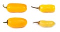 collection mix set yellow pepper isolated on white background Royalty Free Stock Photo