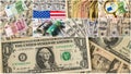 Collection of mixed paper money, dollar and euro Royalty Free Stock Photo