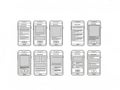Collection of mobile app wireframes isolated on white background Royalty Free Stock Photo