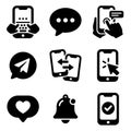 Collection of Mobile Communication and Notification Icons for Digital Interface Design Royalty Free Stock Photo