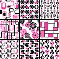Collection of mod seamless patterns in pink Royalty Free Stock Photo