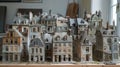 A collection of model buildings at different stages of completion showcasing the mans skill and dedication to his hobby Royalty Free Stock Photo
