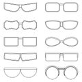 Set of outline transparent icons of glasses of different shapes. Vector Illustration.