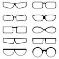 Set of outline transparent icons of glasses of different shapes. Vector Illustration.