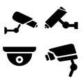 Collection of modern CCTV icon. illustration silhouette of surveillance cameras. Surveillance icons set.