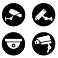 Collection of modern CCTV icon. illustration silhouette of surveillance cameras. Surveillance icons set.