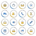 Collection modern circular thin line icons for web