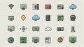 Collection of Modern Computer and Cloud Icons Royalty Free Stock Photo