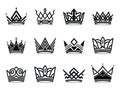 Collection of modern crown silhouette symbols logo set vector