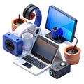 Collection of modern electronic devices and gadgets arranged together Royalty Free Stock Photo