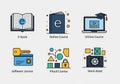 Collection of modern flat icons for digital services and education Royalty Free Stock Photo
