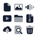 Modern Flat Style Digital Data File and Media Type Icon Set Royalty Free Stock Photo