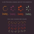 Collection of modern halloween preloaders. Download progress, web design template, scary interface upload. Vector Royalty Free Stock Photo