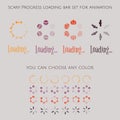 Collection of modern halloween preloaders. Download progress, web design template, scary interface upload. Vector Royalty Free Stock Photo