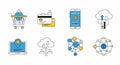 Set of Technology and Business Icons for Digital Services Royalty Free Stock Photo