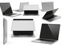 Collection of modern laptops in various views Royalty Free Stock Photo