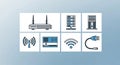 IT Network and Server Hardware Line Icons Set Royalty Free Stock Photo