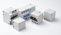Assortment of Modern Modular Circuit Breakers Royalty Free Stock Photo